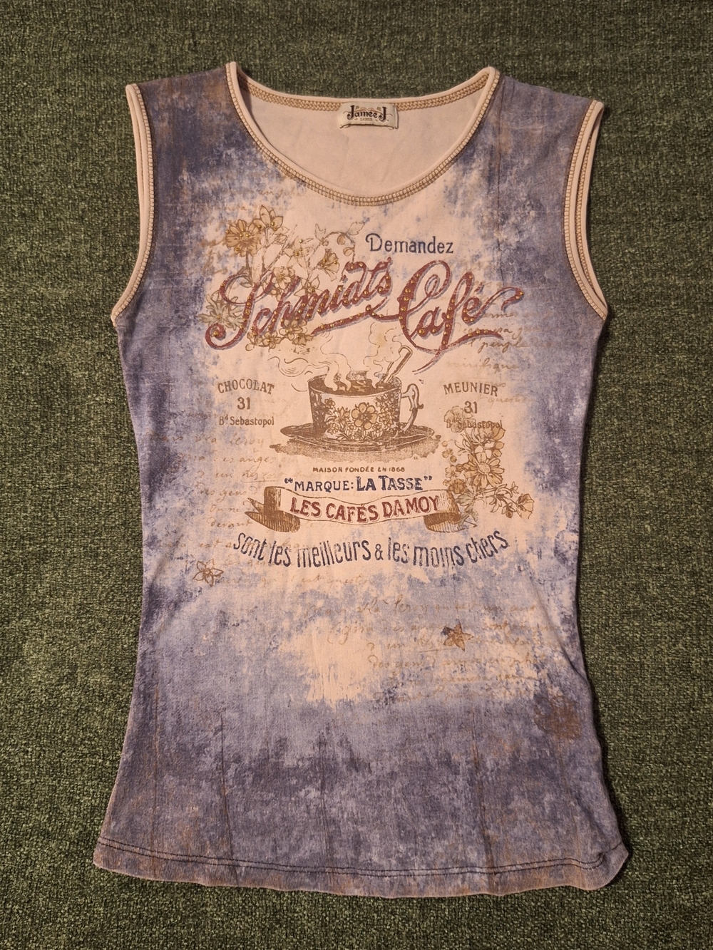 Vintage Y2k Jamee J Graphic Cafe Top